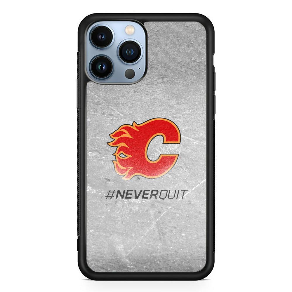 Hockey Calgary Flames NHL 001 iPhone 13 Pro Max Case-Rubber / Black (2D Case)-Xtracase