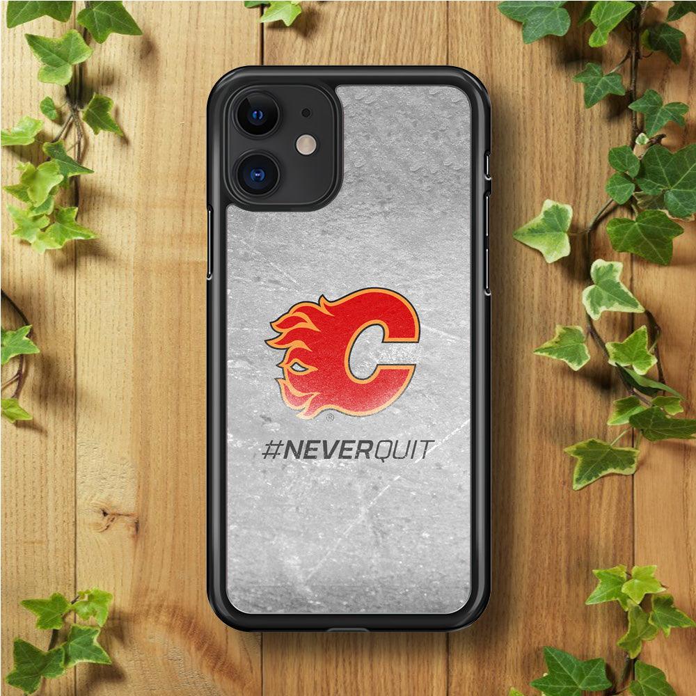 Hockey Calgary Flames NHL 001 iPhone 11 Case-Rubber / Black (2D Case)-Xtracase