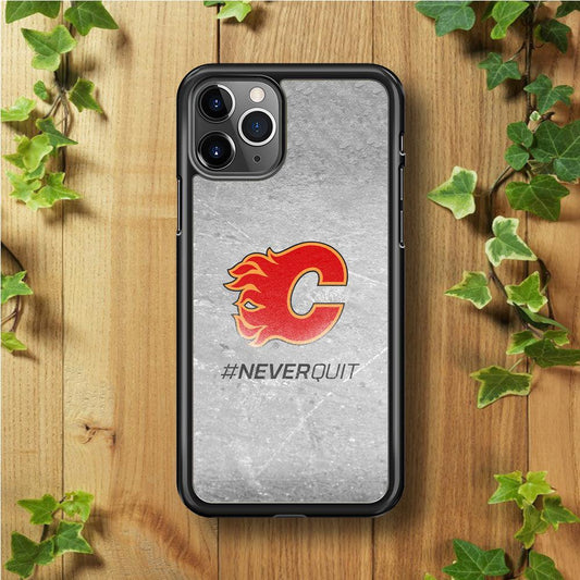 Hockey Calgary Flames NHL 001 iPhone 11 Pro Max Case-Rubber / Black (2D Case)-Xtracase