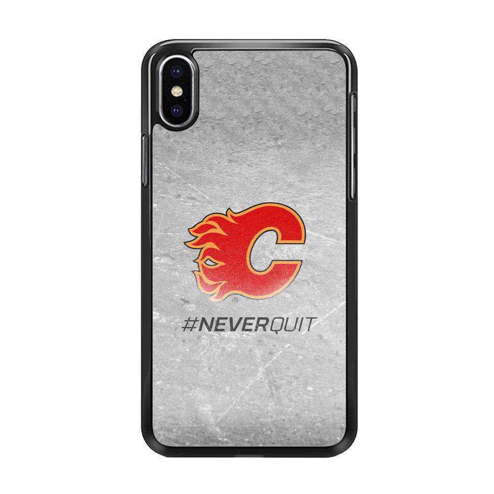 Hockey Calgary Flames NHL 001 iPhone X Case-Rubber / Black (2D Case)-Xtracase