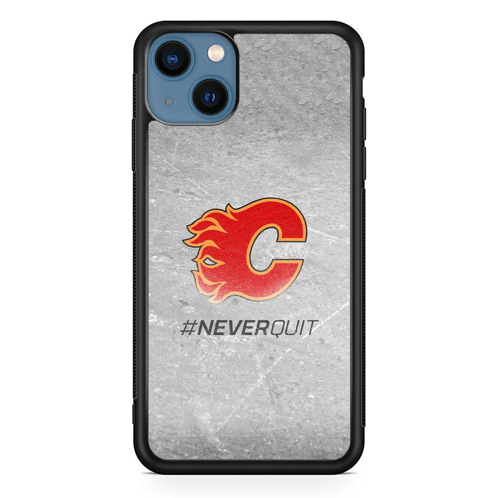Hockey Calgary Flames NHL 001 iPhone 13 Case-Rubber / Black (2D Case)-Xtracase