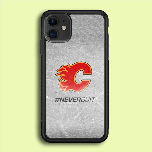 Hockey Calgary Flames NHL 001 iPhone 12 Case-Rubber / Black (2D Case)-Xtracase
