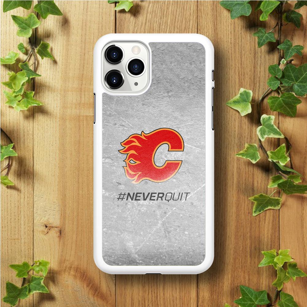 Hockey Calgary Flames NHL 001 iPhone 11 Pro Case-Rubber / White (2D Case)-Xtracase
