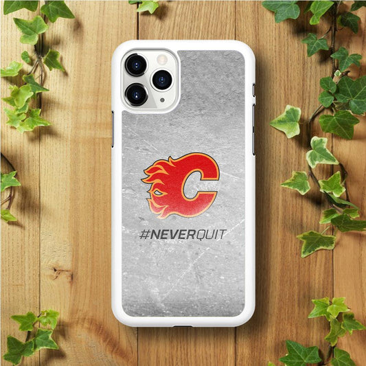Hockey Calgary Flames NHL 001 iPhone 11 Pro Case-Rubber / White (2D Case)-Xtracase