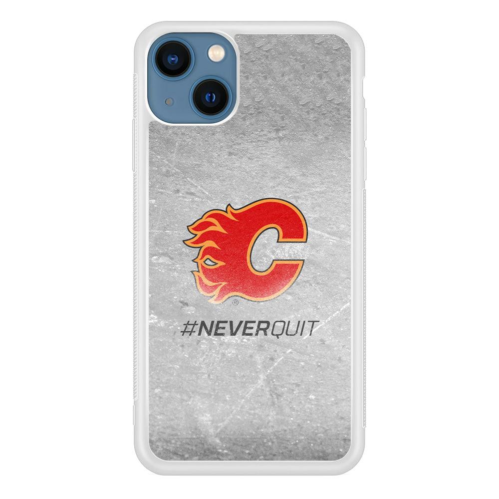 Hockey Calgary Flames NHL 001 iPhone 13 Case-Rubber / White (2D Case)-Xtracase