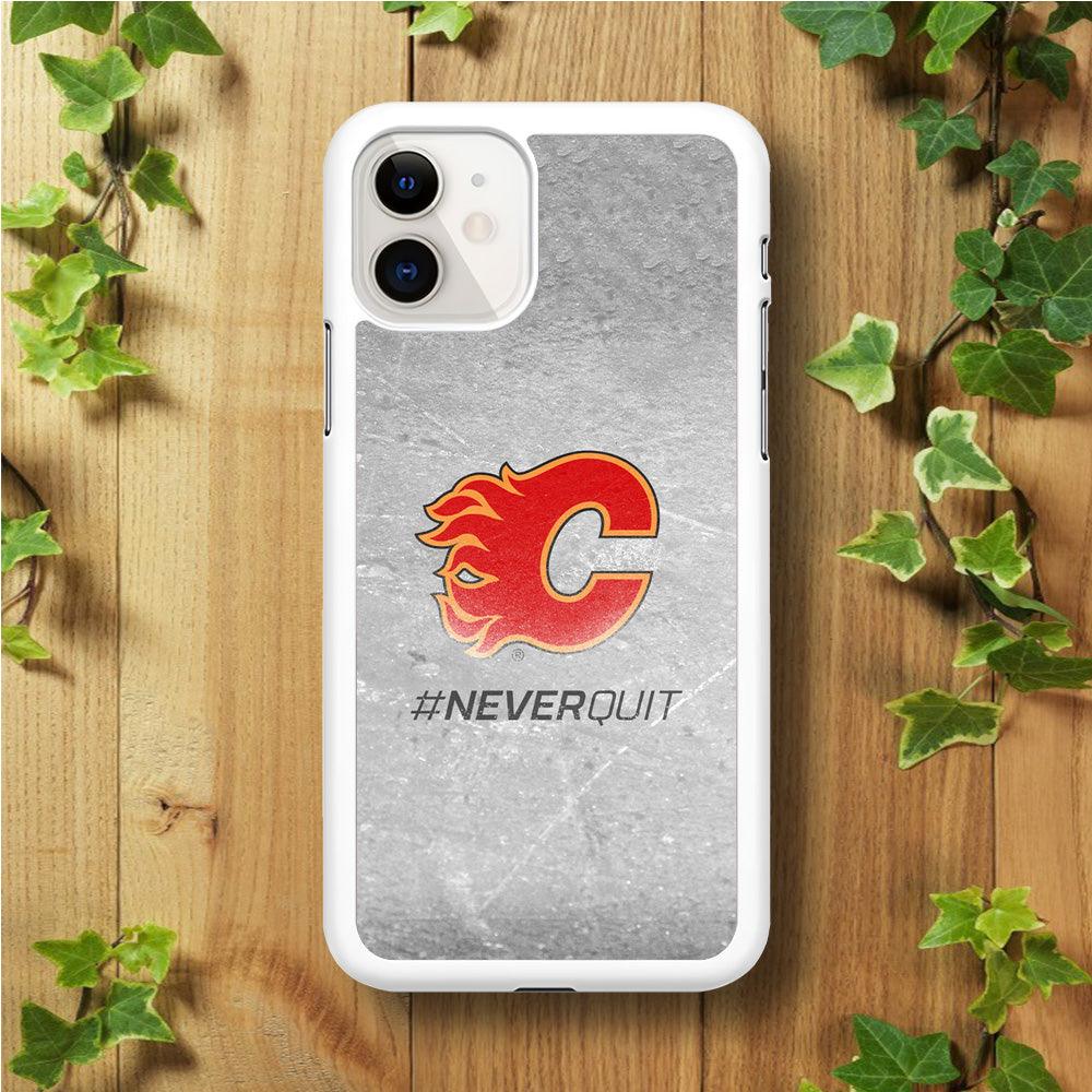 Hockey Calgary Flames NHL 001 iPhone 11 Case-Rubber / White (2D Case)-Xtracase