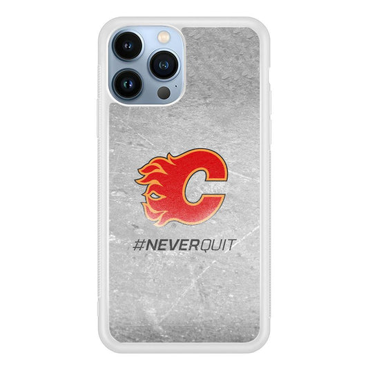 Hockey Calgary Flames NHL 001 iPhone 13 Pro Case-Rubber / White (2D Case)-Xtracase