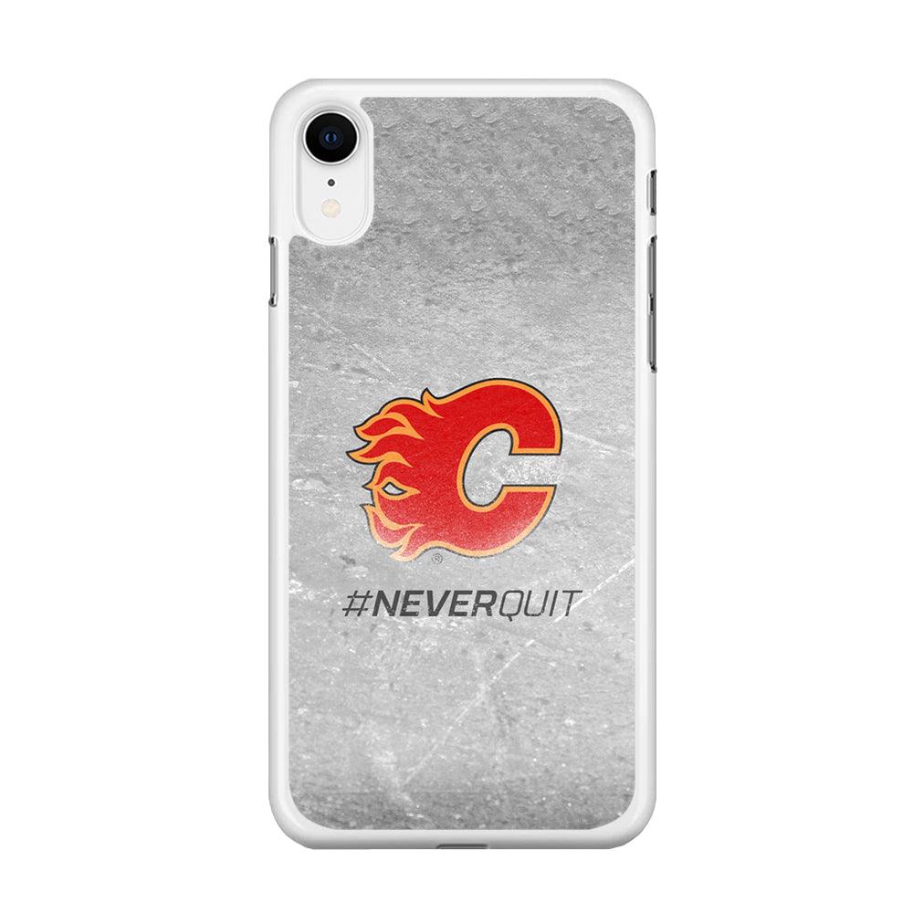 Hockey Calgary Flames NHL 001 iPhone XR Case-Rubber / White (2D Case)-Xtracase