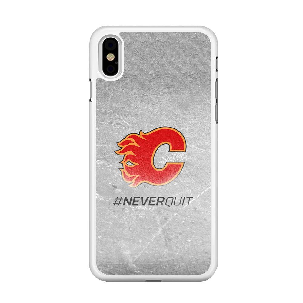 Hockey Calgary Flames NHL 001 iPhone Xs Case-Rubber / White (2D Case)-Xtracase