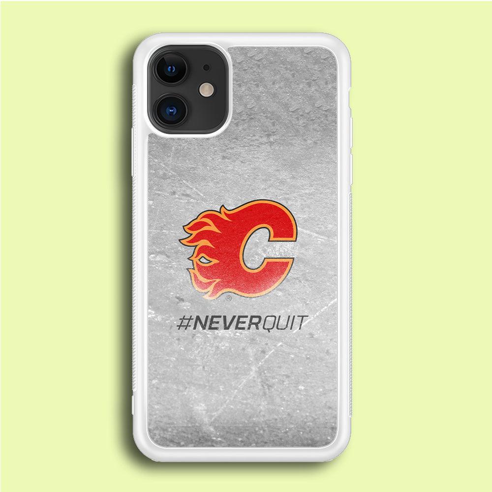 Hockey Calgary Flames NHL 001 iPhone 12 Mini Case-Rubber / White (2D Case)-Xtracase