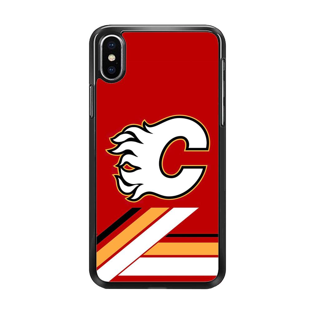 Hockey Calgary Flames NHL 002 iPhone X Case-Rubber / Black (2D Case)-Xtracase