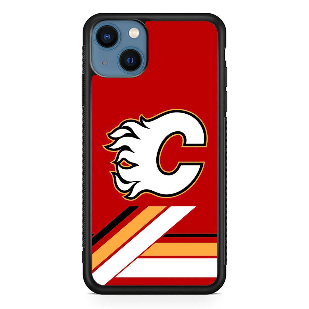 Hockey Calgary Flames NHL 002 iPhone 13 Mini Case-Rubber / Black (2D Case)-Xtracase