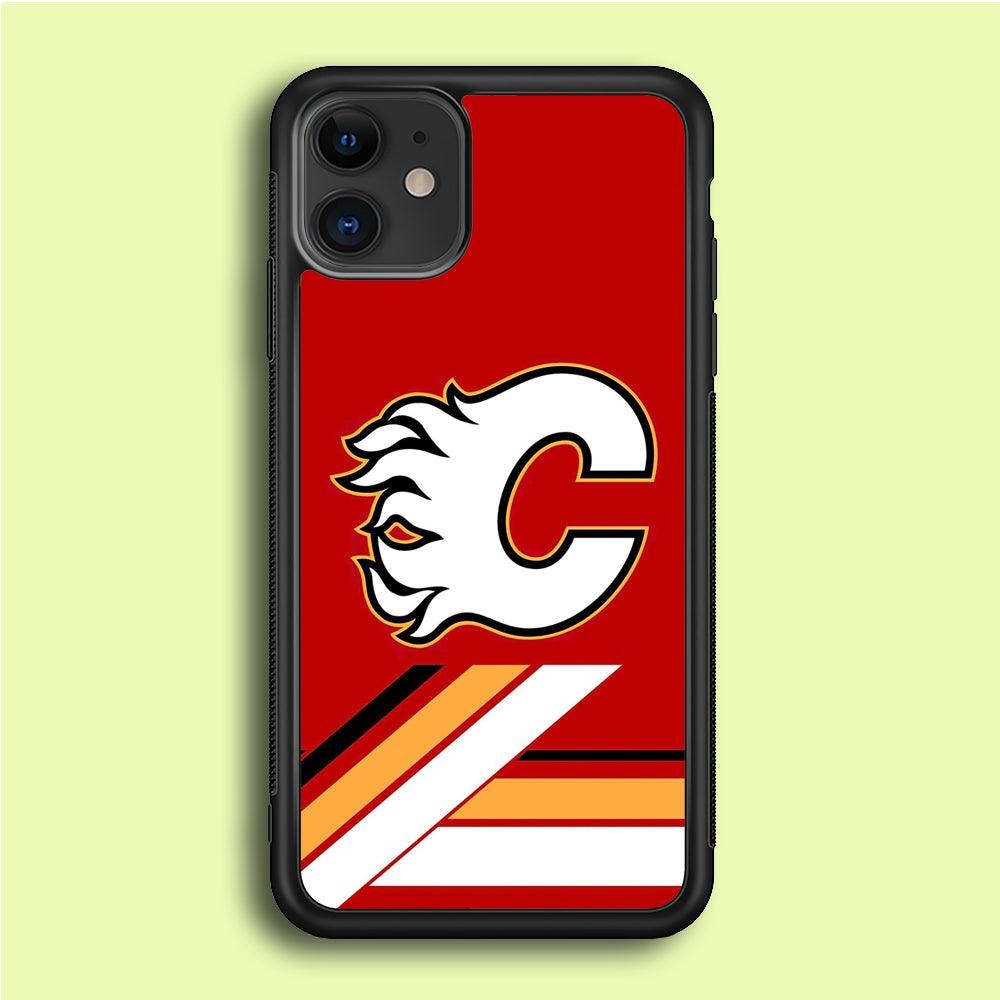 Hockey Calgary Flames NHL 002 iPhone 12 Mini Case-Rubber / Black (2D Case)-Xtracase
