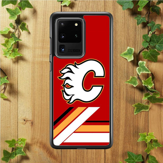 Hockey Calgary Flames NHL 002 Samsung Galaxy S20 Ultra Case-Rubber / White (2D Case)-Xtracase