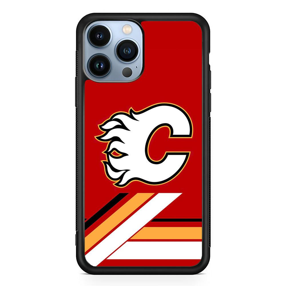 Hockey Calgary Flames NHL 002 iPhone 13 Pro Max Case-Rubber / Black (2D Case)-Xtracase
