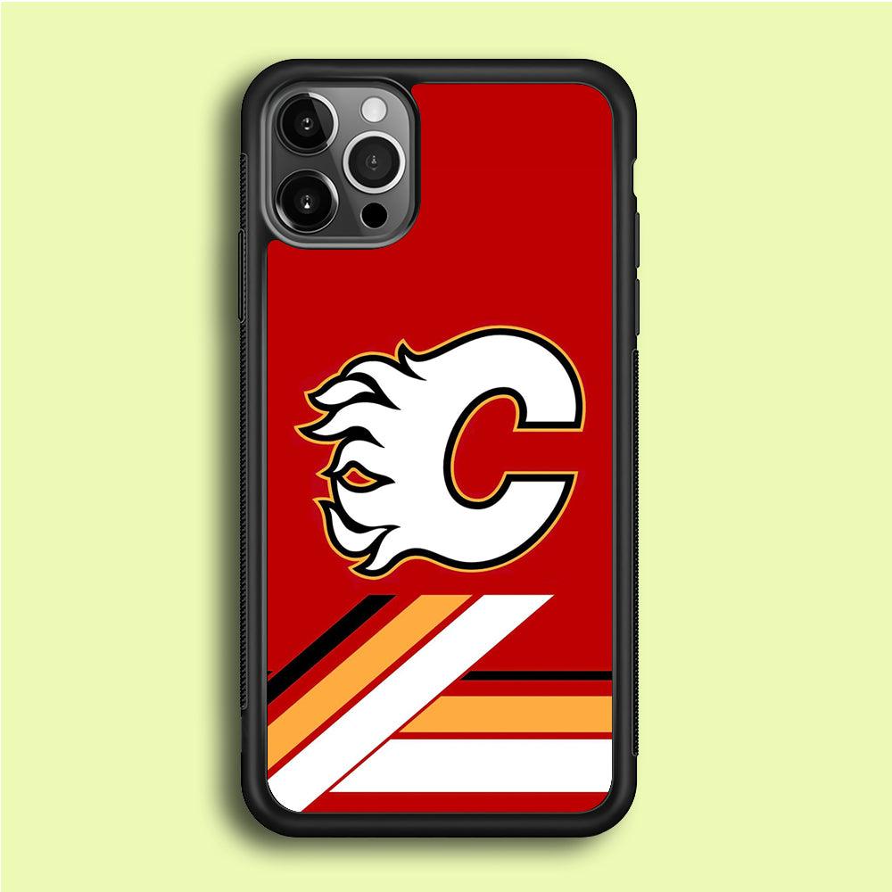 Hockey Calgary Flames NHL 002 iPhone 12 Pro Case-Rubber / Black (2D Case)-Xtracase