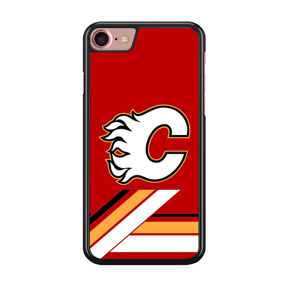 Hockey Calgary Flames NHL 002 iPhone SE 2020 Case-Rubber / Black (2D Case)-Xtracase