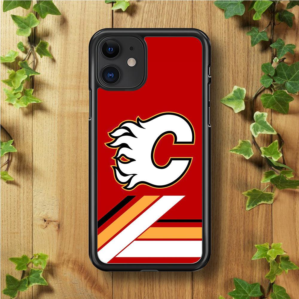 Hockey Calgary Flames NHL 002 iPhone 11 Case-Rubber / Black (2D Case)-Xtracase