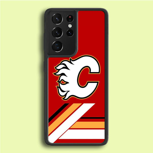 Hockey Calgary Flames NHL 002 Samsung Galaxy S21 Ultra Case-Rubber / Black (2D Case)-Xtracase
