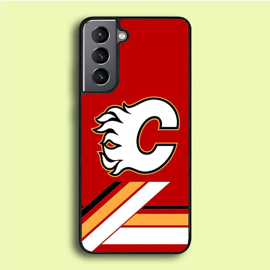 Hockey Calgary Flames NHL 002 Samsung Galaxy S21 Plus Case-Rubber / White (2D Case)-Xtracase