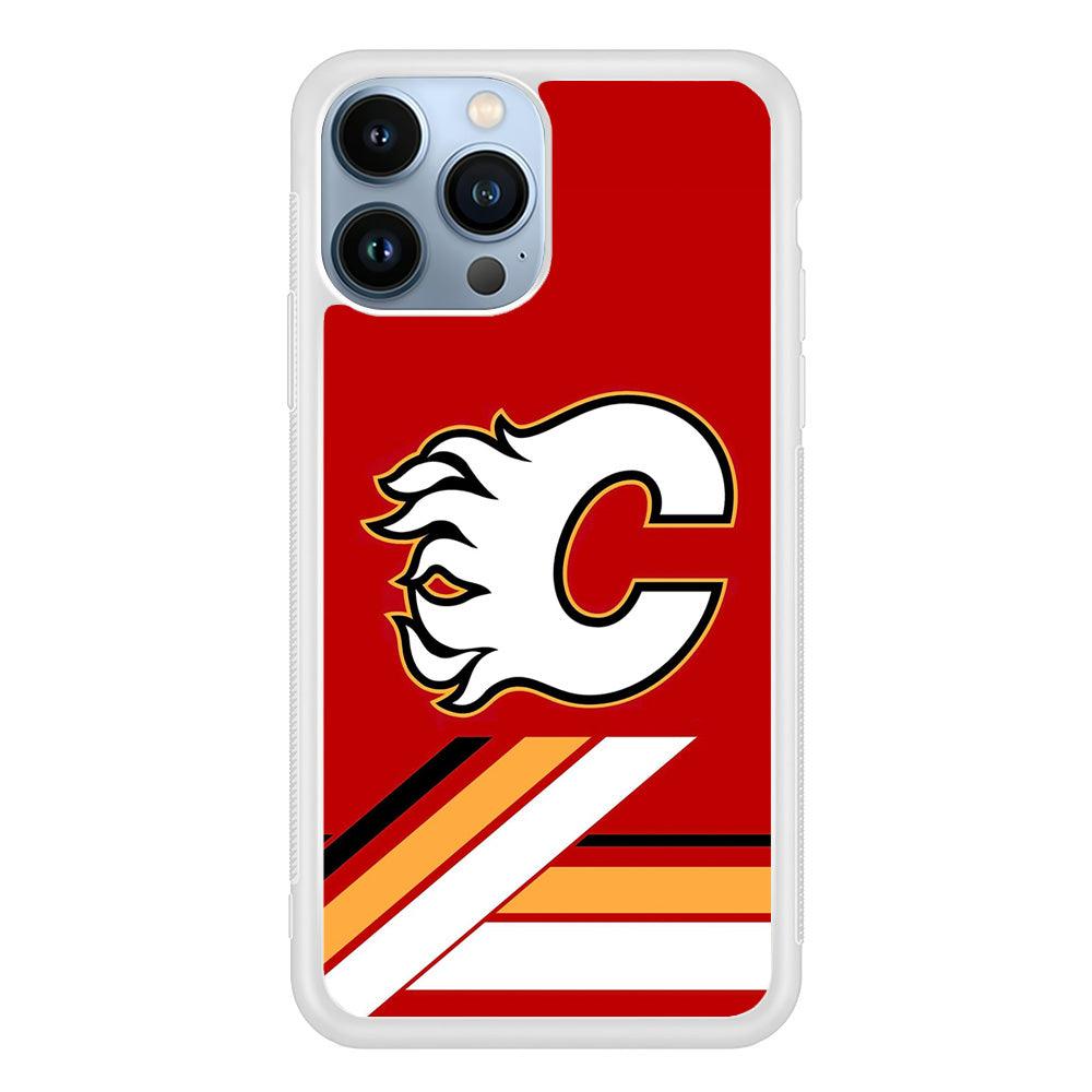 Hockey Calgary Flames NHL 002 iPhone 13 Pro Max Case-Rubber / White (2D Case)-Xtracase