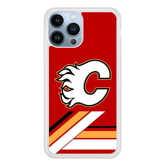Hockey Calgary Flames NHL 002 iPhone 13 Pro Max Case-Rubber / White (2D Case)-Xtracase