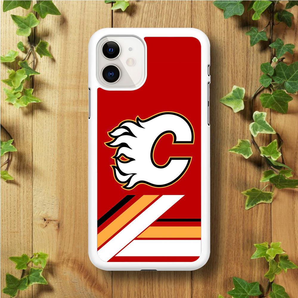 Hockey Calgary Flames NHL 002 iPhone 11 Case-Rubber / White (2D Case)-Xtracase