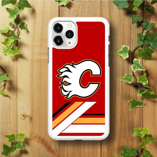 Hockey Calgary Flames NHL 002 iPhone 11 Pro Max Case-Rubber / White (2D Case)-Xtracase