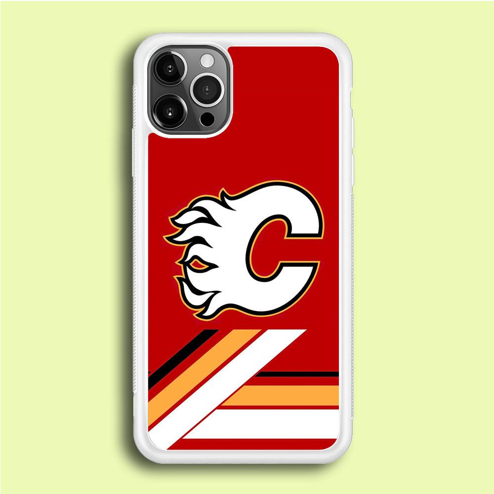 Hockey Calgary Flames NHL 002 iPhone 12 Pro Case-Rubber / White (2D Case)-Xtracase