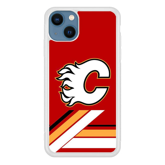 Hockey Calgary Flames NHL 002 iPhone 13 Mini Case-Rubber / White (2D Case)-Xtracase