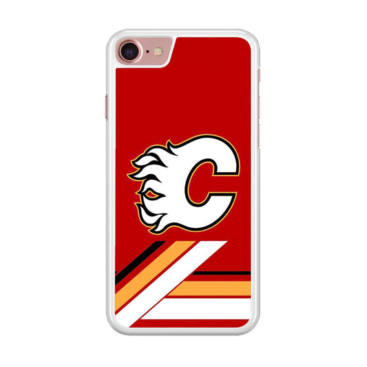 Hockey Calgary Flames NHL 002 iPhone SE 2020 Case-Rubber / White (2D Case)-Xtracase