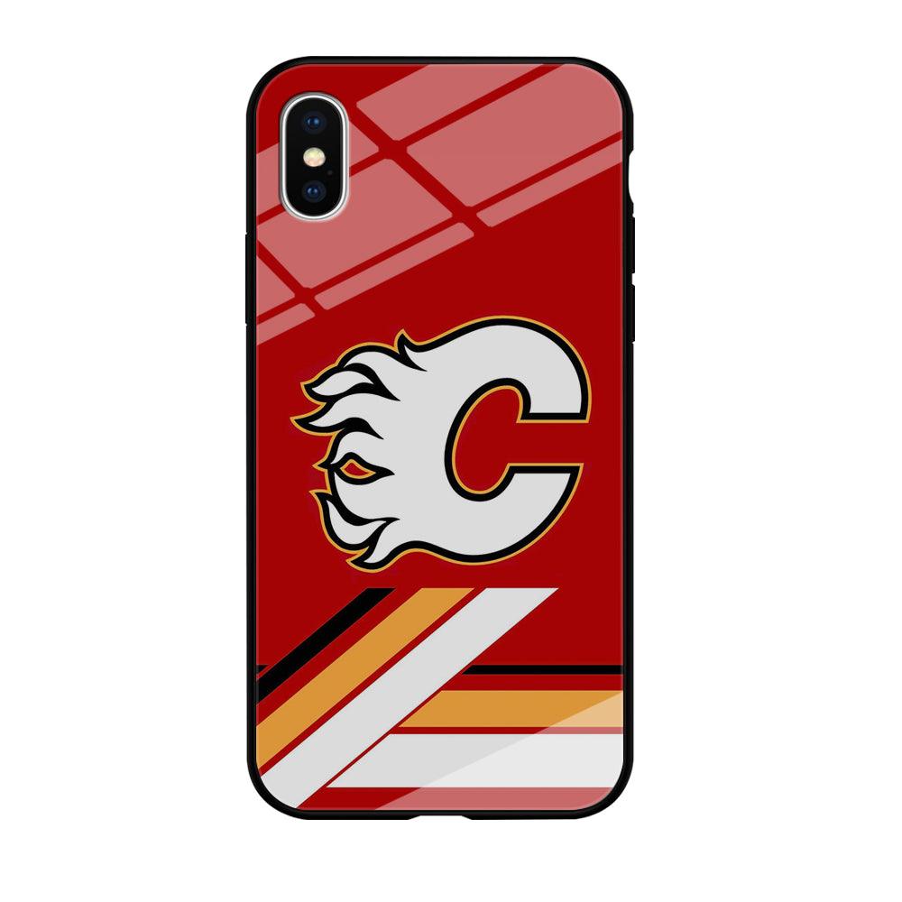 Hockey Calgary Flames NHL 002 iPhone X Case-Tempered Glass Case-Xtracase