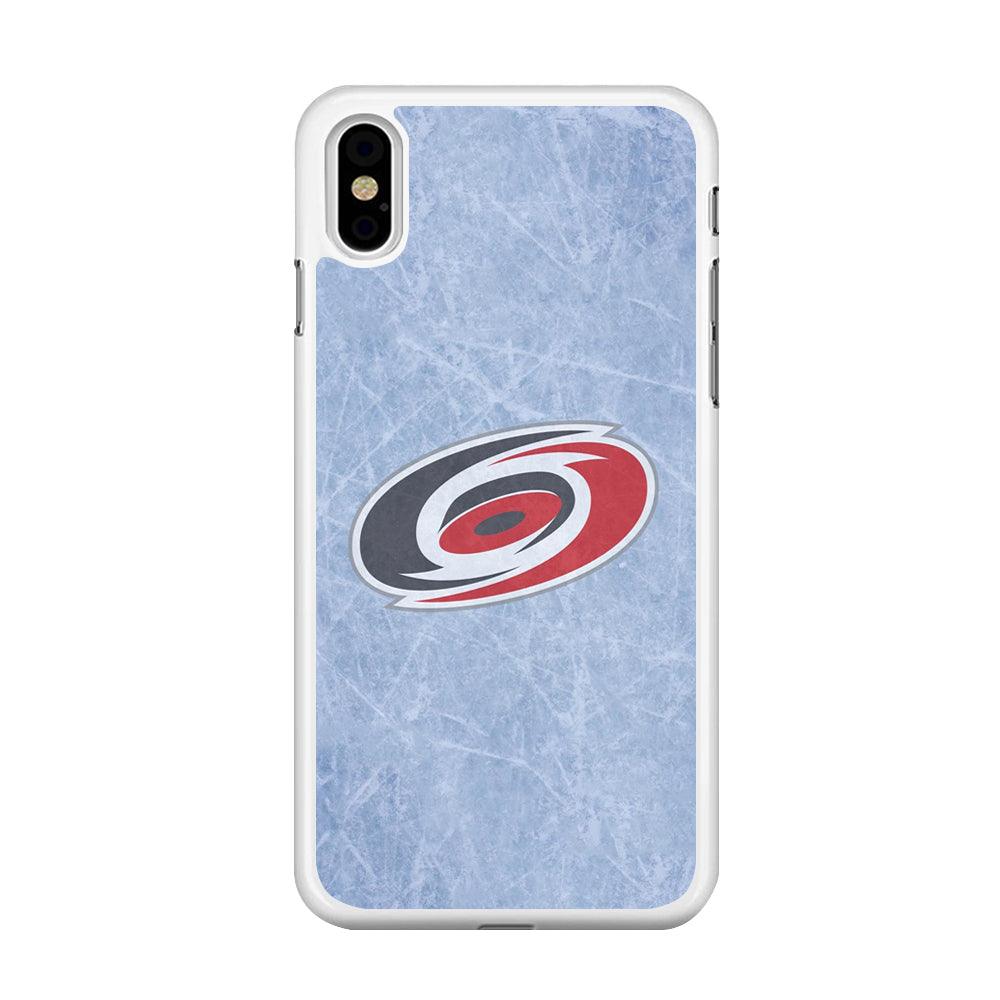 Hockey Carolina Hurricanes NHL 001 iPhone Xs Case-Rubber / White (2D Case)-Xtracase