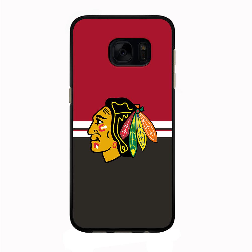 Hockey Chicago Blackhawks NHL 001 Samsung Galaxy S7 Edge Case-Rubber / Black (2D Case)-Xtracase