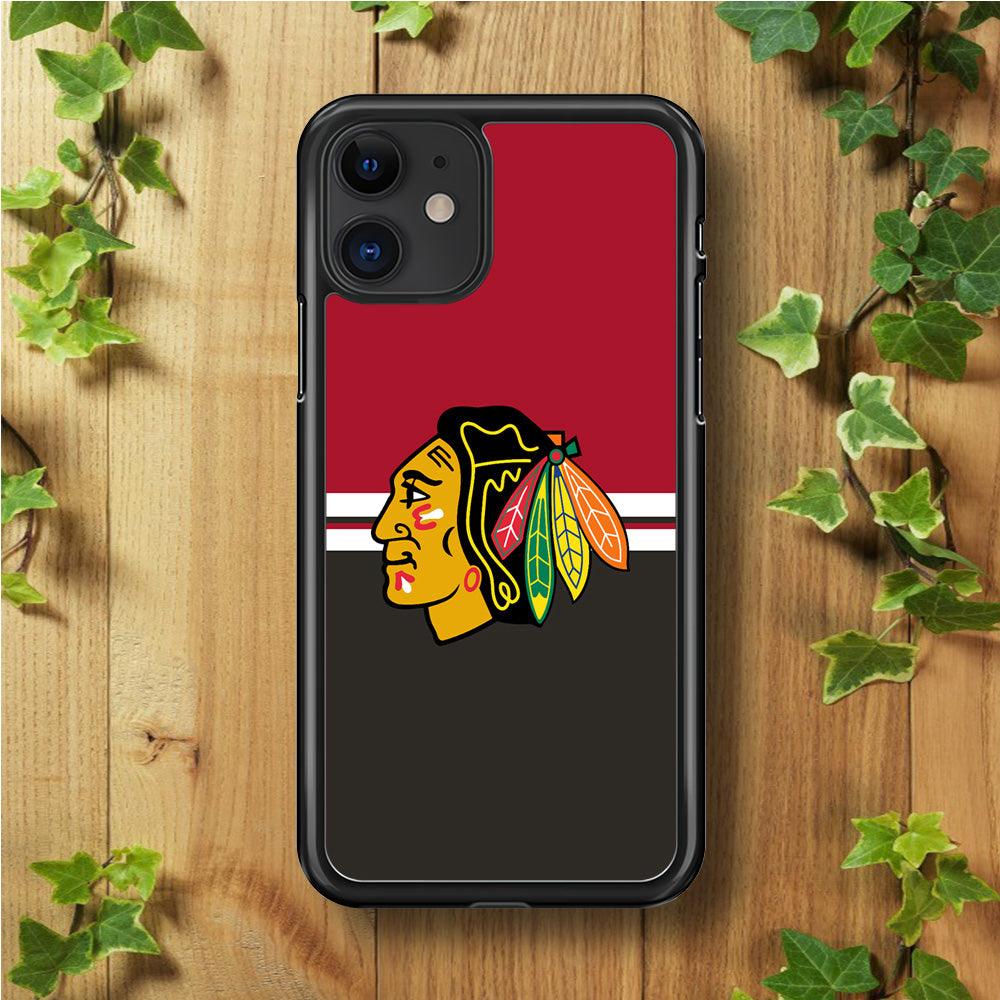 Hockey Chicago Blackhawks NHL 001 iPhone 11 Case-Rubber / Black (2D Case)-Xtracase