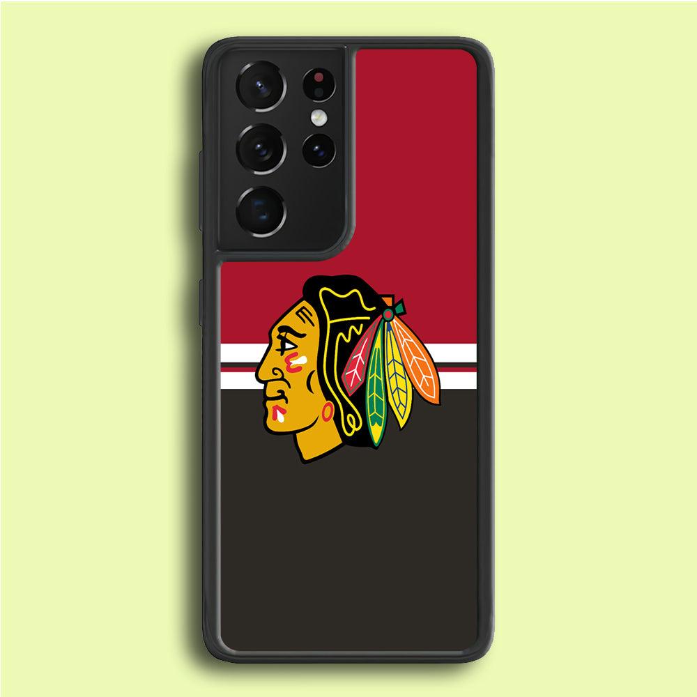 Hockey Chicago Blackhawks NHL 001 Samsung Galaxy S21 Ultra Case-Rubber / Black (2D Case)-Xtracase
