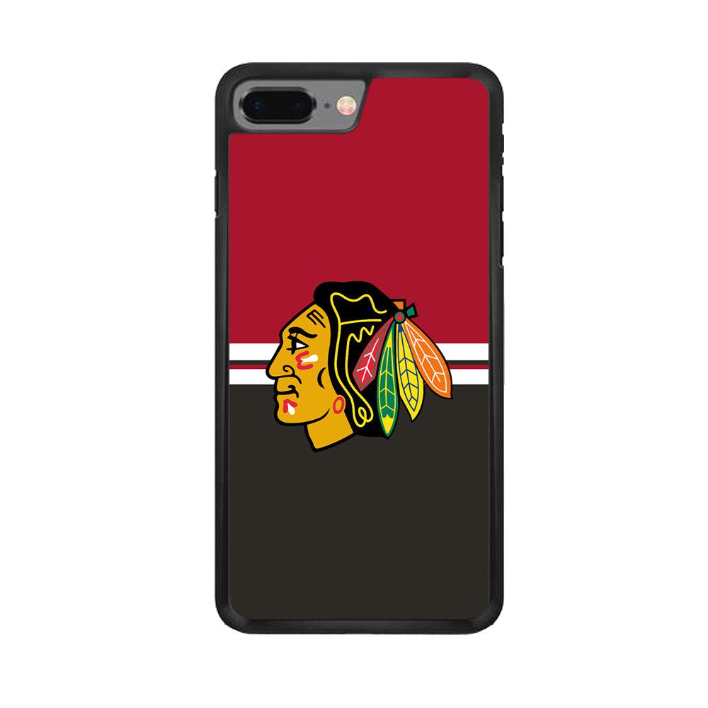 Hockey Chicago Blackhawks NHL 001 iPhone 7 Plus Case-Rubber / Black (2D Case)-Xtracase