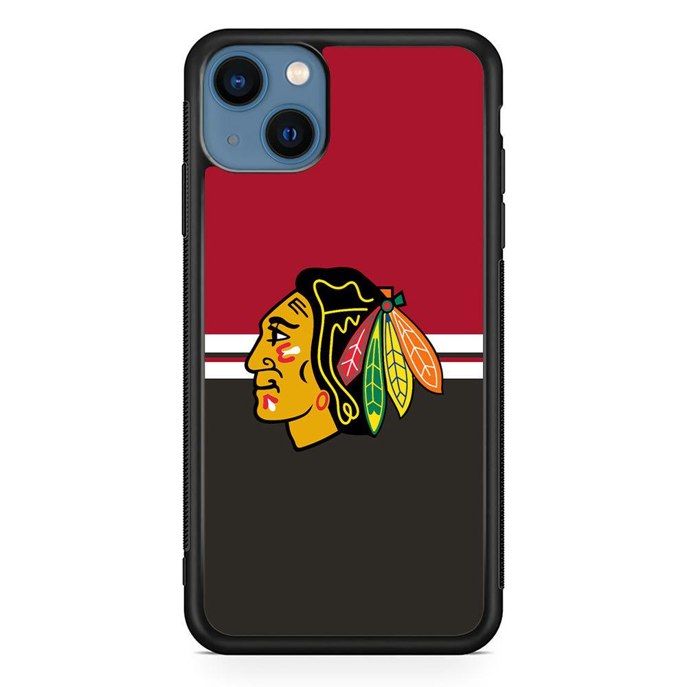 Hockey Chicago Blackhawks NHL 001 iPhone 13 Mini Case-Rubber / Black (2D Case)-Xtracase