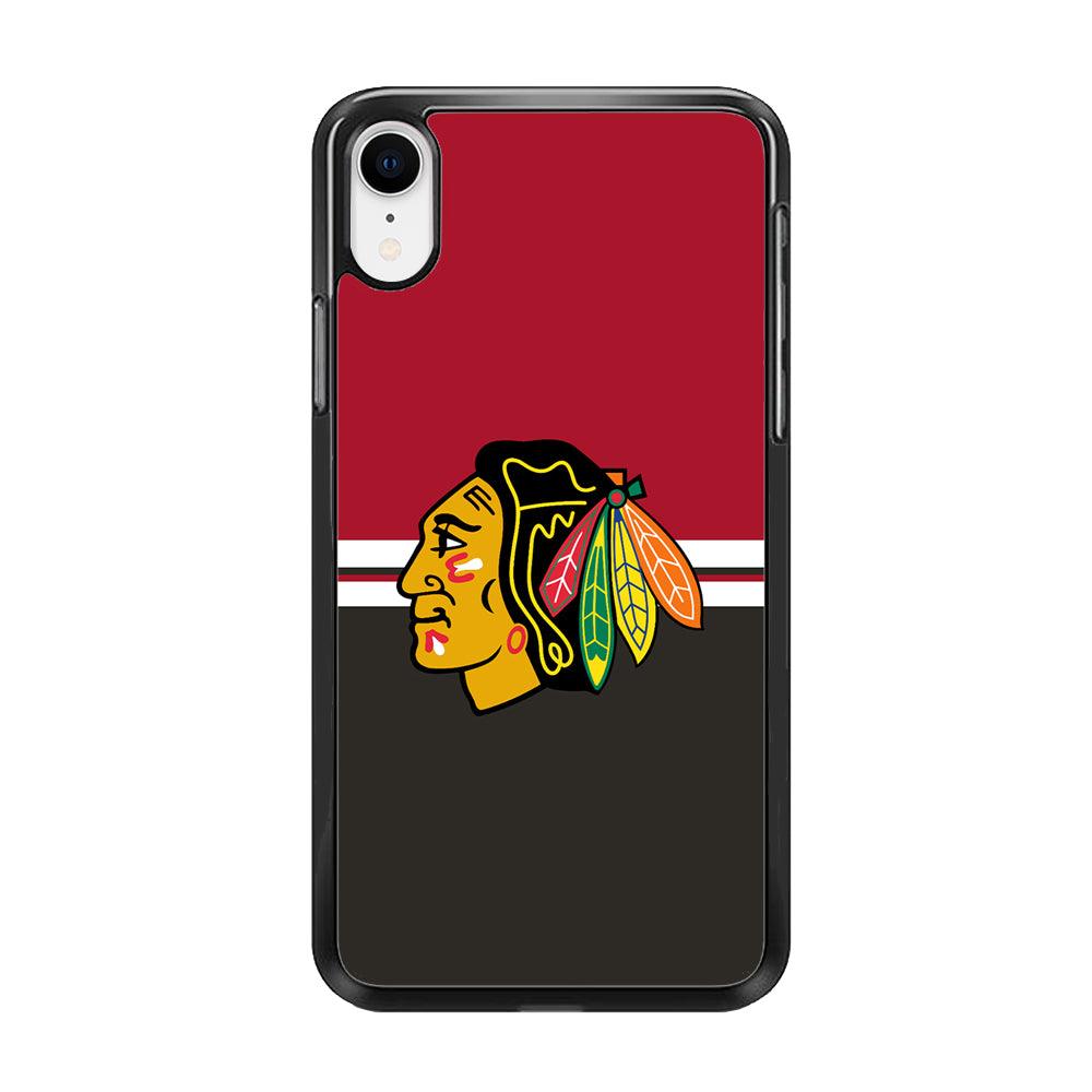 Hockey Chicago Blackhawks NHL 001 iPhone XR Case-Rubber / Black (2D Case)-Xtracase