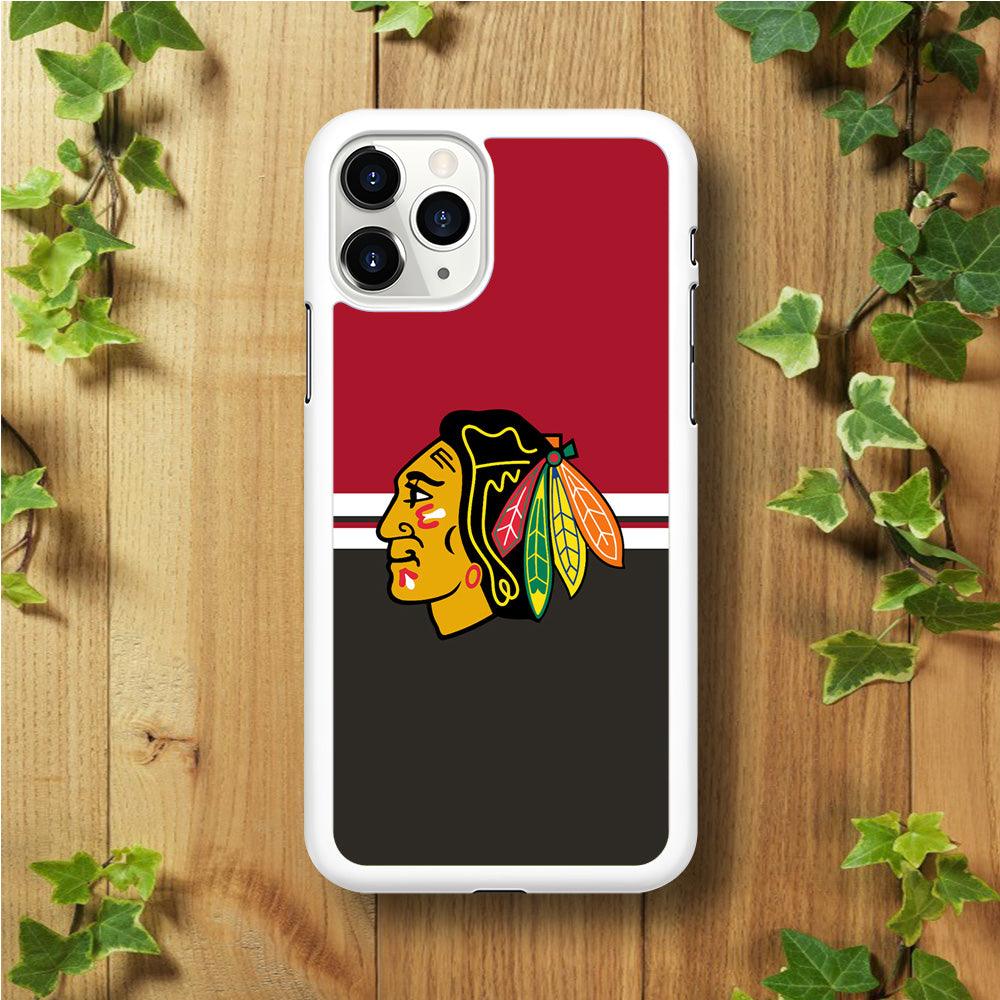 Hockey Chicago Blackhawks NHL 001 iPhone 11 Pro Case-Rubber / White (2D Case)-Xtracase