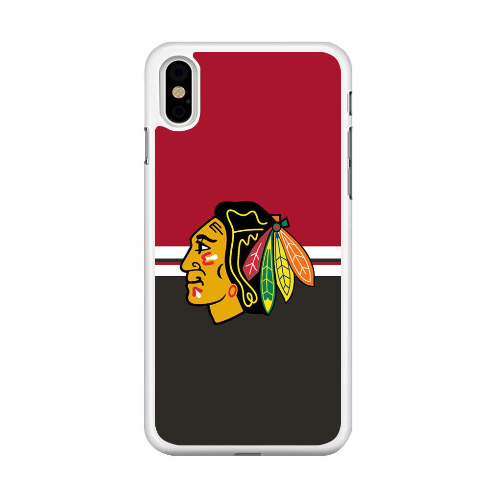 Hockey Chicago Blackhawks NHL 001 iPhone X Case-Rubber / White (2D Case)-Xtracase