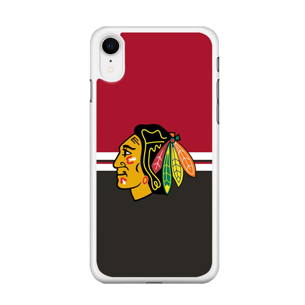 Hockey Chicago Blackhawks NHL 001 iPhone XR Case-Rubber / White (2D Case)-Xtracase