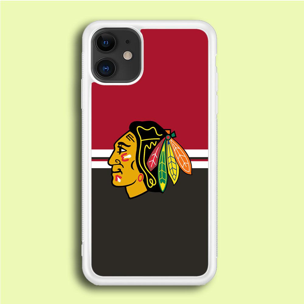 Hockey Chicago Blackhawks NHL 001 iPhone 12 Mini Case-Rubber / White (2D Case)-Xtracase
