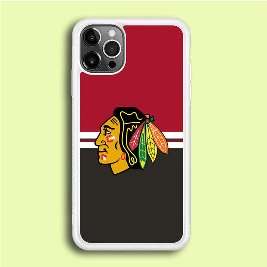 Hockey Chicago Blackhawks NHL 001 iPhone 12 Pro Case-Rubber / White (2D Case)-Xtracase