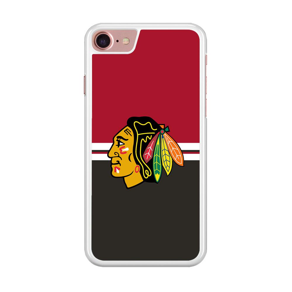 Hockey Chicago Blackhawks NHL 001 iPhone 8 Case-Rubber / White (2D Case)-Xtracase