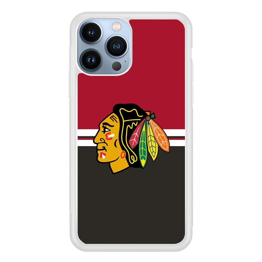 Hockey Chicago Blackhawks NHL 001 iPhone 13 Pro Case-Rubber / White (2D Case)-Xtracase