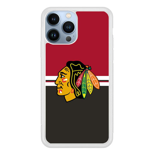 Hockey Chicago Blackhawks NHL 001 iPhone 13 Pro Case-Rubber / White (2D Case)-Xtracase