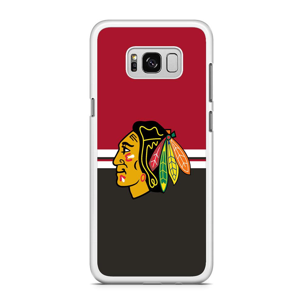 Hockey Chicago Blackhawks NHL 001 Samsung Galaxy S8 Case-Rubber / White (2D Case)-Xtracase