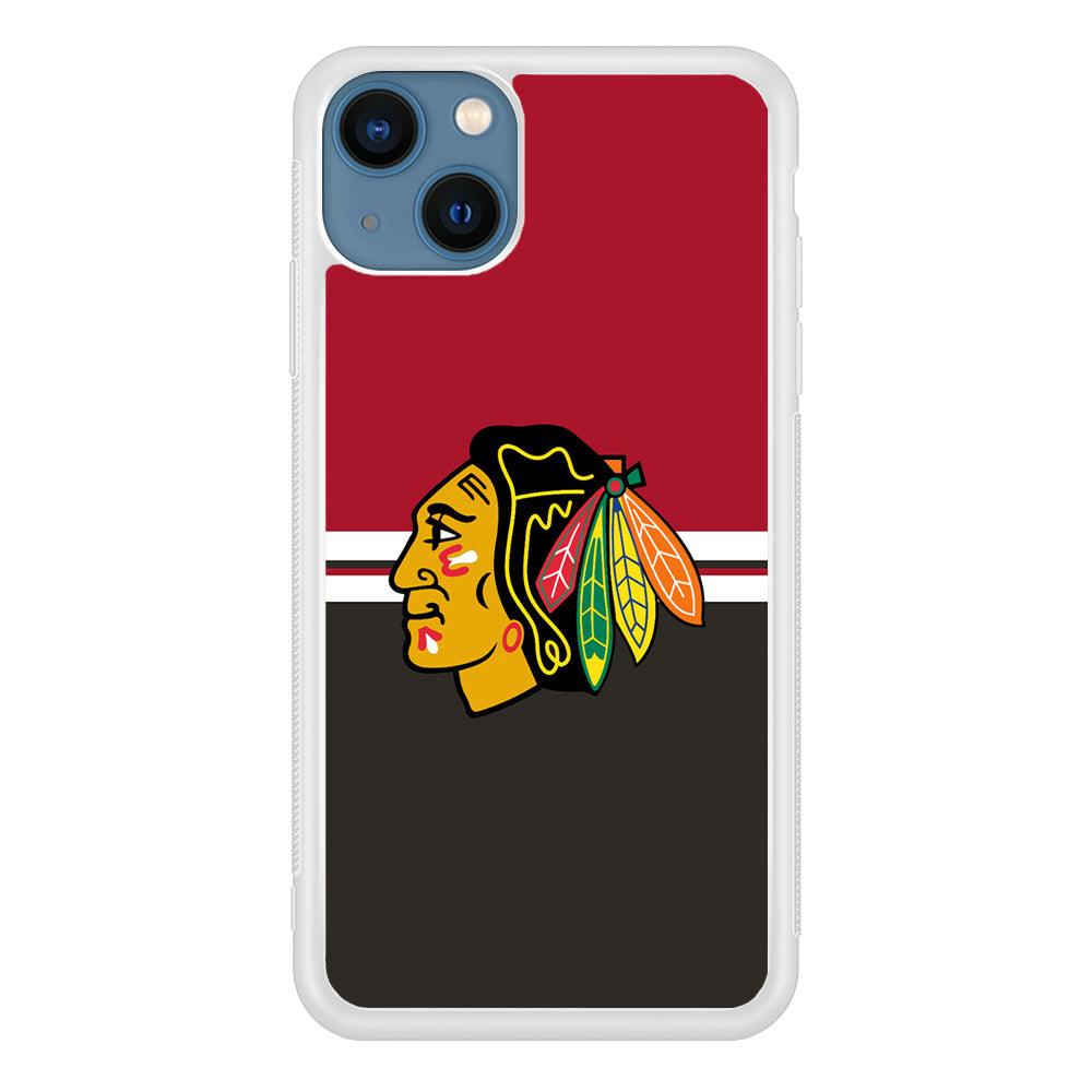 Hockey Chicago Blackhawks NHL 001 iPhone 13 Mini Case-Rubber / White (2D Case)-Xtracase