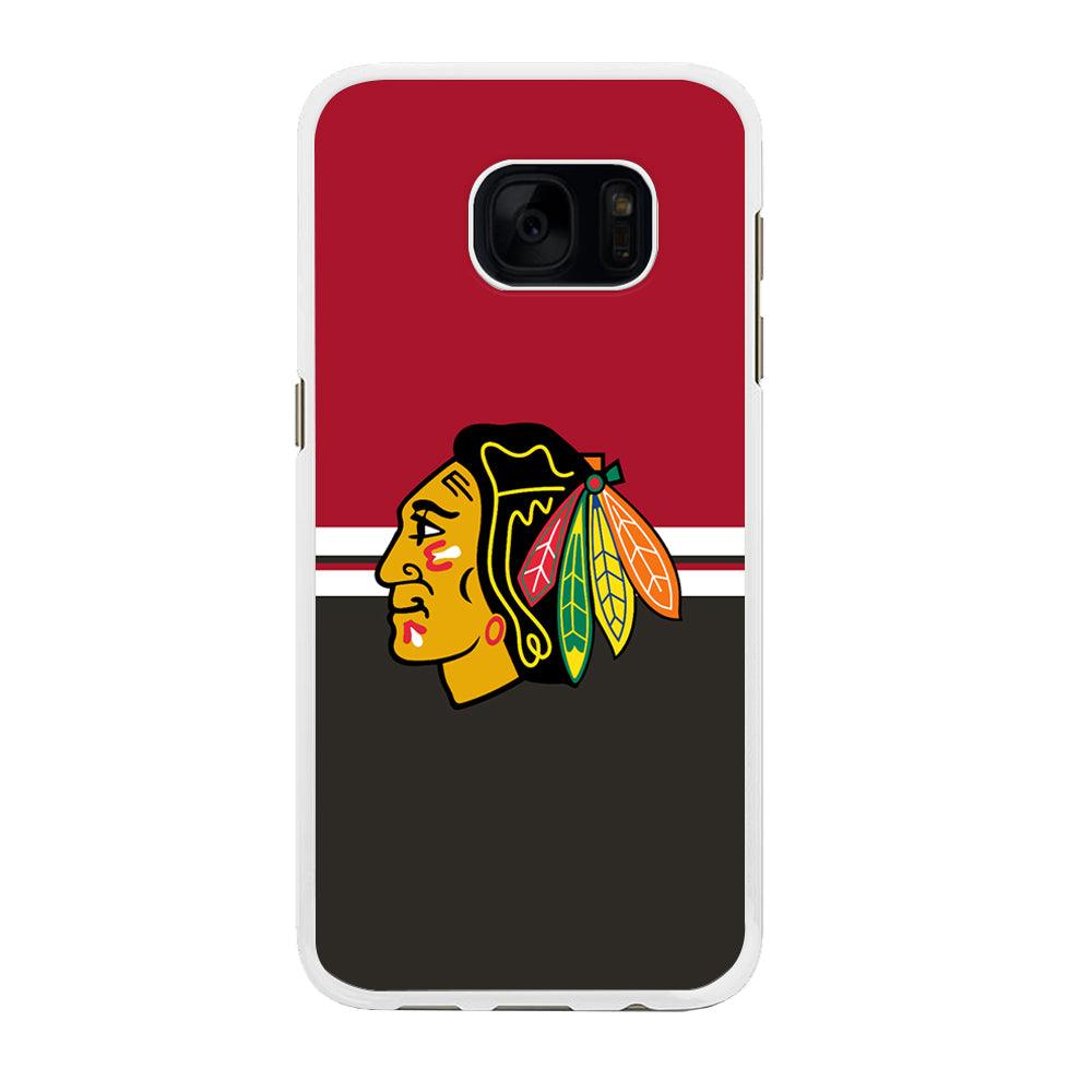 Hockey Chicago Blackhawks NHL 001 Samsung Galaxy S7 Edge Case-Rubber / White (2D Case)-Xtracase